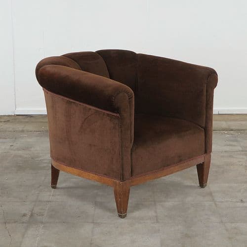 Paolo Buffa, Velvet Brown Club Chair, 1930s