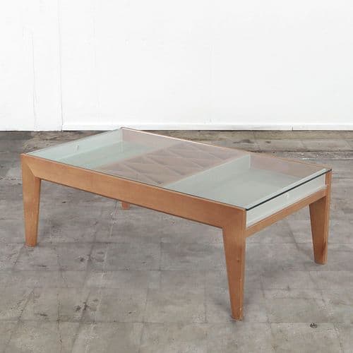 Italian Glass and Wood Coffee Table, 1960s