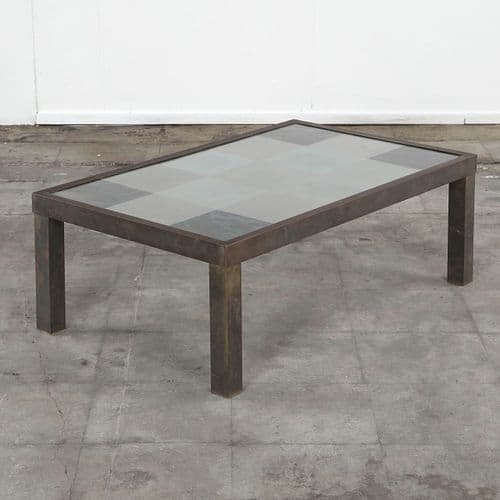 Mastercraft Brass Coffee Table with Tinted Glass Top, 1960s