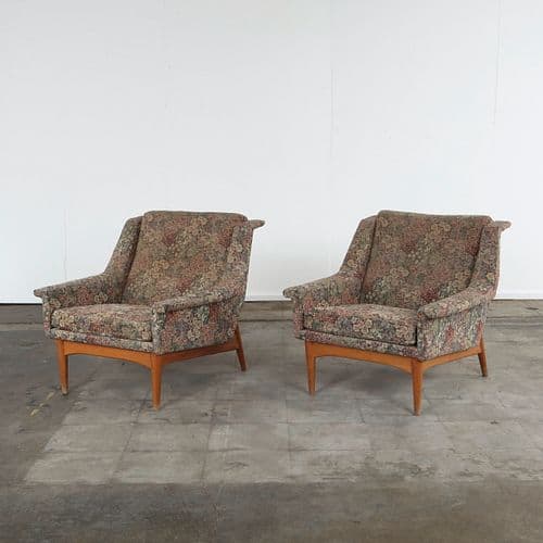 Pair of Italian Floral Armchairs, 1960s