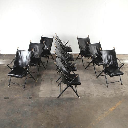 Set of Ten Campaign Chairs by Valenti, 1970s