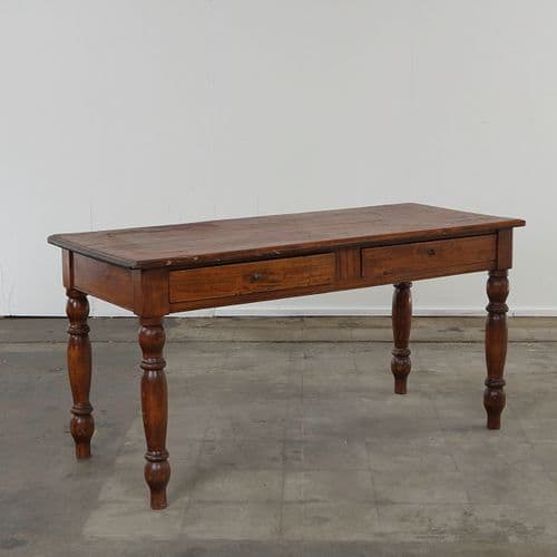 Italian 19th Century Pine Farmhouse Table with Drawers