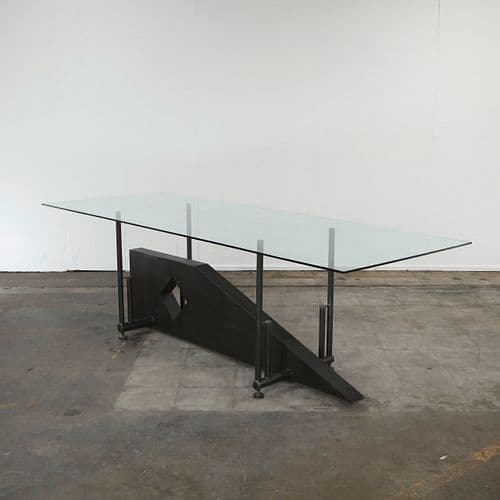 Italian Large Glass Top Dining Table in the style of Helene Galdini, 1970s