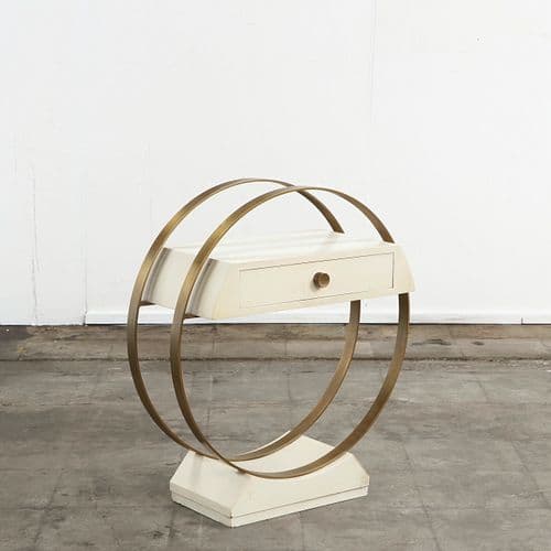 Sculptural Brass Ring and Lacquered Side Table, 1970s
