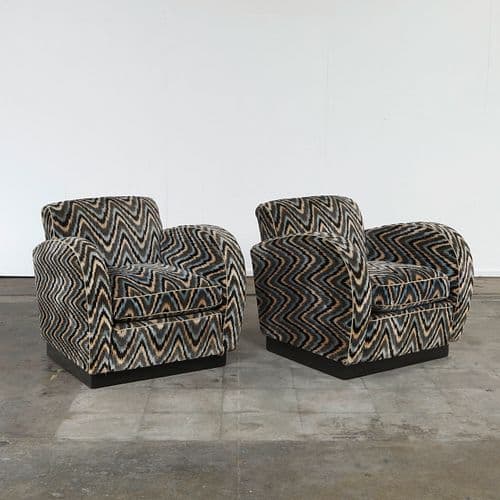 Pair of Italian Armchairs with Missoni Style Pattern, 1970s