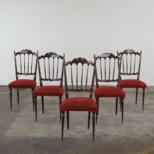 Set of Five Italian Chiavarine Chairs, 1960s
