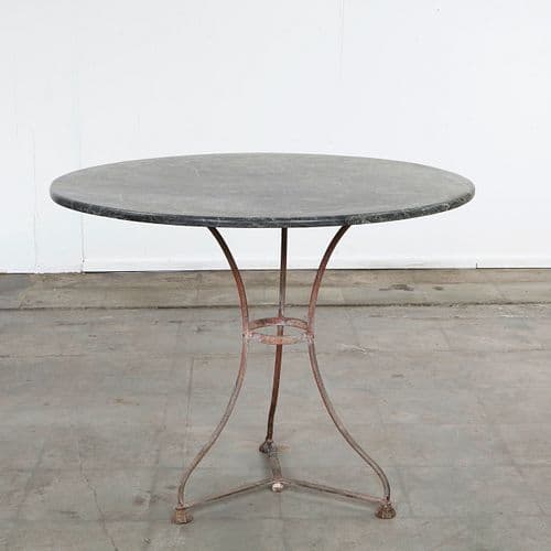 Round Outdoor Cafe Table with Marble Top, 1950s