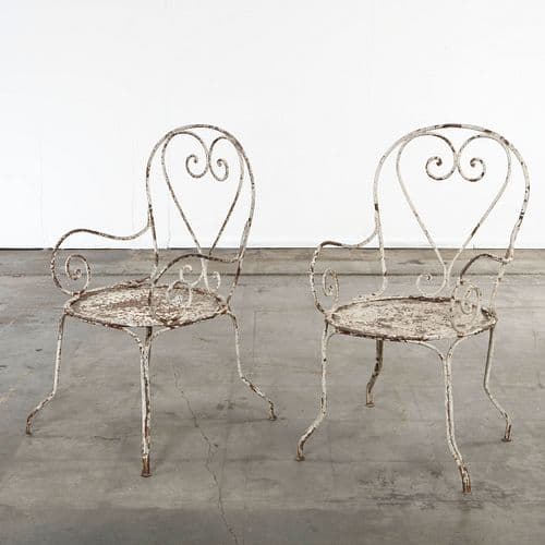 Pair of Italian Wrought Iron Garden Chairs, Mid-20th Century