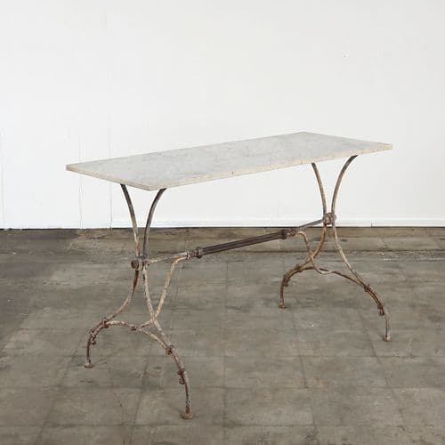 Italian Iron Cafe Table with Marble Top, 1940s