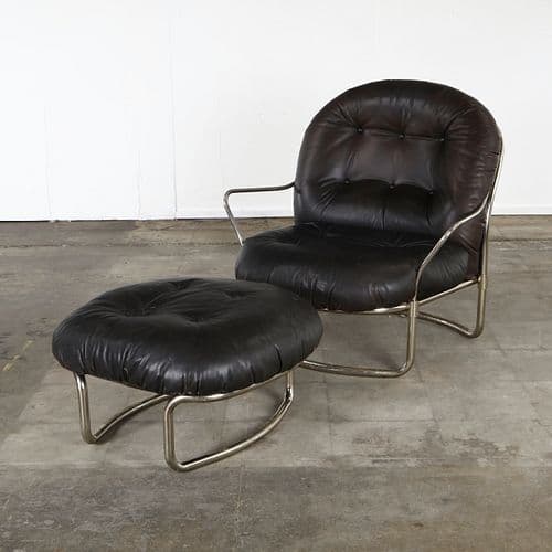 Carlo de Carli for Cinova, 915 Lounge Chair with Ottoman, 1970s