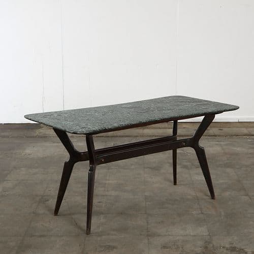 Italian Coffee Table with Green Marble Top in the style of Gio Ponti, 1950s