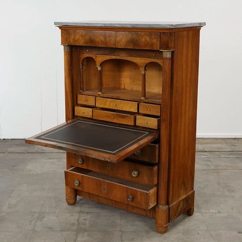 Italian Empire Revival Secretary Desk with Marble Top, 1940s