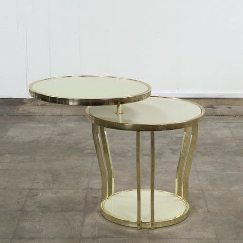 Italian Mid-Century Nesting Round Brass Side Tables, 1970s
