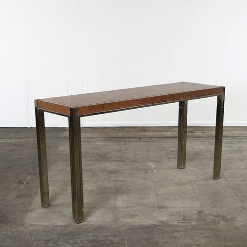 Chrome and Copper Top Console Table Attribute to Milo Baughman, 1970s