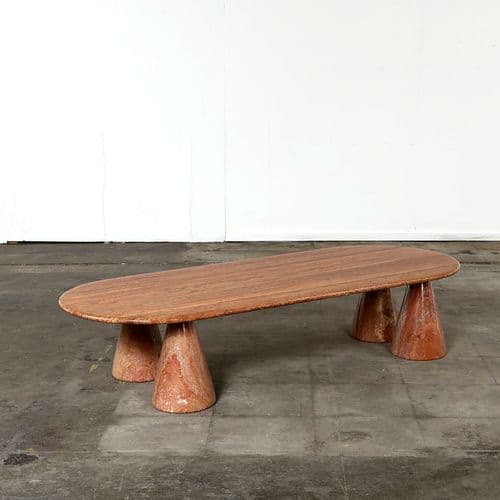 Angelo Mangiarotti, Italian Rose Marble Coffee Table, 1960s