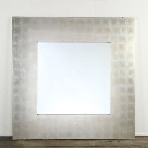 Monumental 6.5-Foot Square Mirror with Aluminum Frame, 1980s