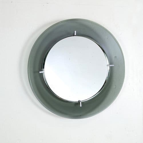 Italian Glass Round Wall Mirror attributed to Crista Arte, 1960s