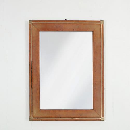 Rectangular Mirror with Burlwood Veneer and Brass Trim, 1970s