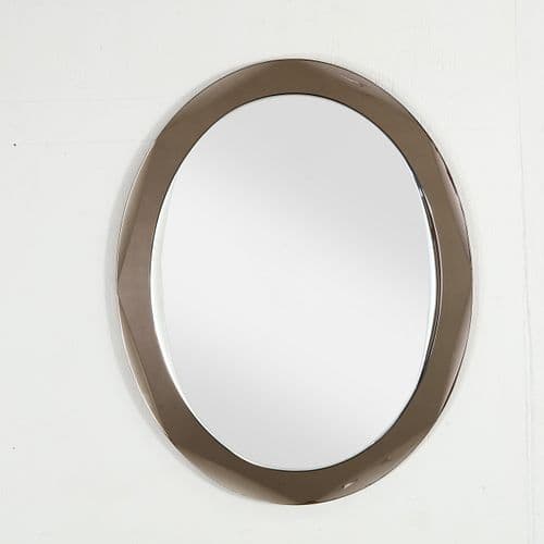 Oval Beveled Smoked Glass Mirror attributed to Antonio Lupi, 1960s