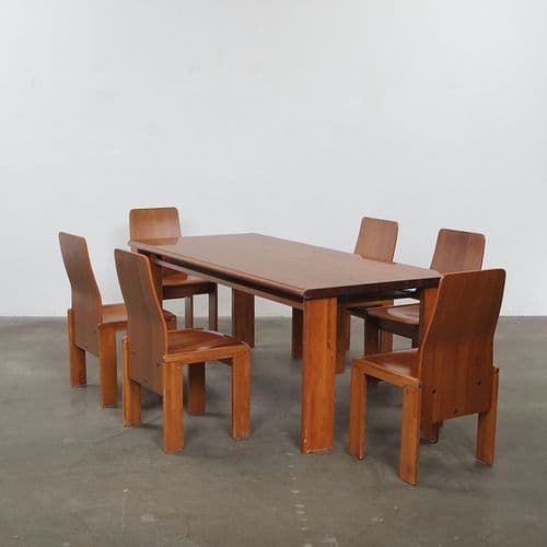 Italian Wood Dining Set attributed to Afra & Tobia Scarpa, 1980s