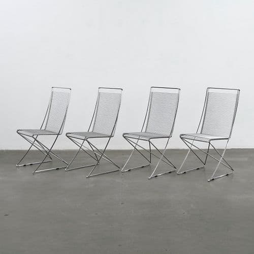 Till Behrens for Schlubach, Set of Four Kreuzschwinger Steel Chairs, Germany, 1980s