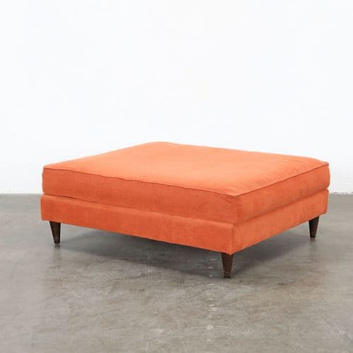 Large Mid-Century Orange Ottoman in the style of Edward Wormley, 1960s