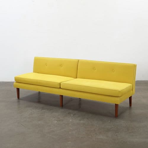 Yellow Bracket Back Sofa in the style of Edward Wormley, 1960s