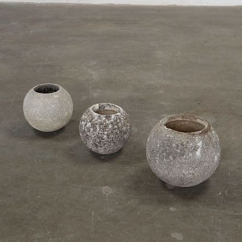 Grandon Fres, Set of Three Small and Medium Globe Planters, France, 1960s