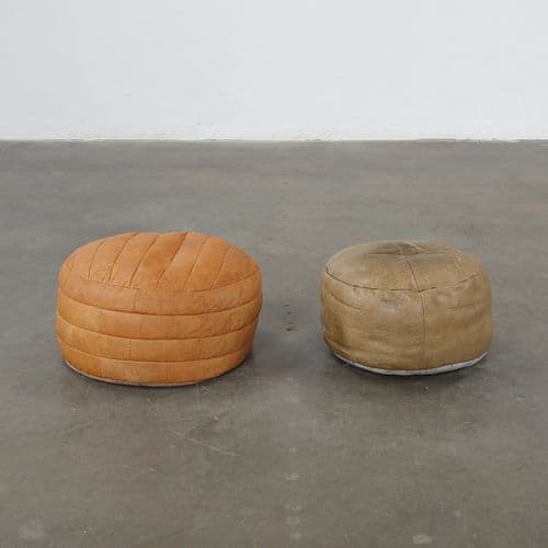 De Sede, Pair of Leather Ottomans, Switzerland, 1970s
