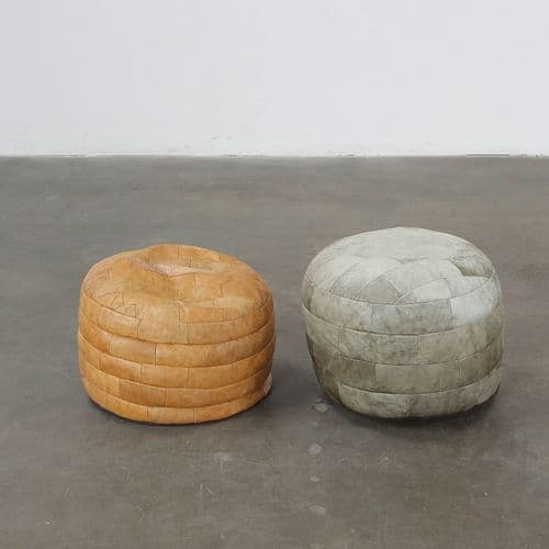 De Sede, Pair of Leather Ottomans, 1960s