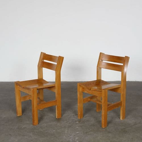 Charlotte Perriand, Pair of Pine Chairs for Les Arcs 1600, 1960s