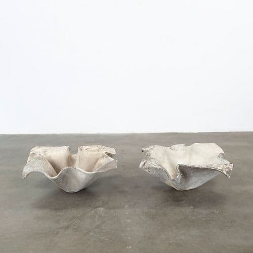 Willy Guhl, Pair of Large Elephant Ear Planters, 1960s