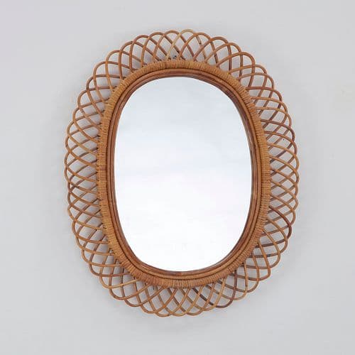 Italian Rattan Mirror, 1960s