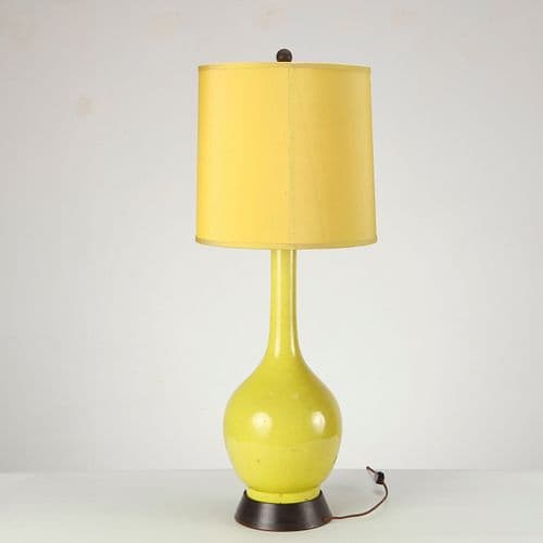 Yellow Ceramic Table Lamp in the Style of Robert Abbey, 1970s