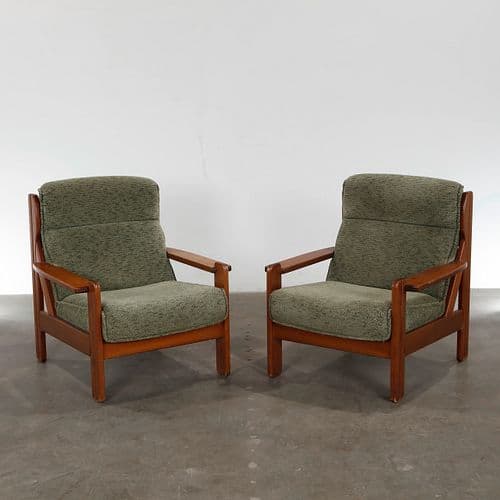 Pair of Scandinavian Lounge Chairs in the Style of Buchardt-Nielsen, Denmark, 1970s
