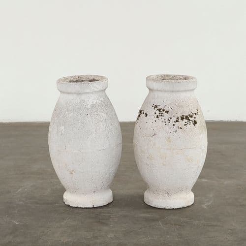 Pair of Tall Cast Stone Planters, 1960s