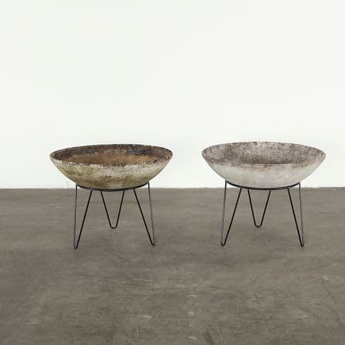 Willy Guhl, Pair of Bowl Planters on Stands, 1960s