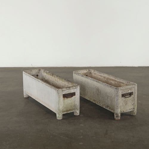 Chanal, Pair of Rectangular Planters with Metal Handles, 1960s