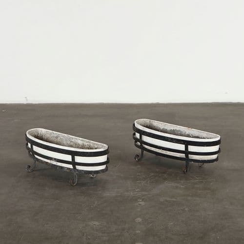 Pair of Concrete Planters on Stands, 1960s