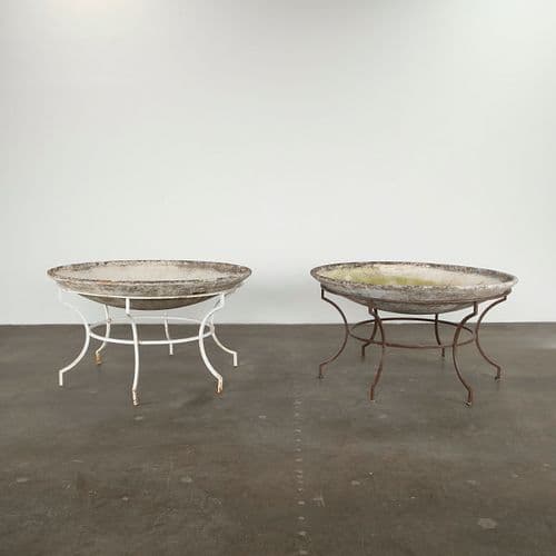 Willy Guhl, Pair of Monumental Bowl Planters on Stands, 1960s
