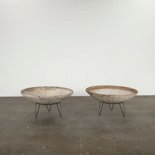 Willy Guhl, Pair of Large Bowl Planters on Stands, 1960s