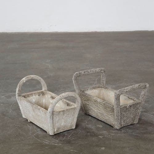 Pair of Faux Bois Basket Planters, France, 1950s