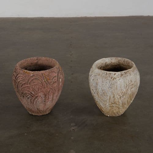 Pair of Small Concrete Pottery Planters, 1960s