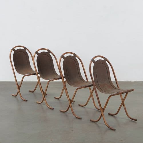 Set of Four Original British Stak-a-Bye Industrial Chairs, England, 1950s