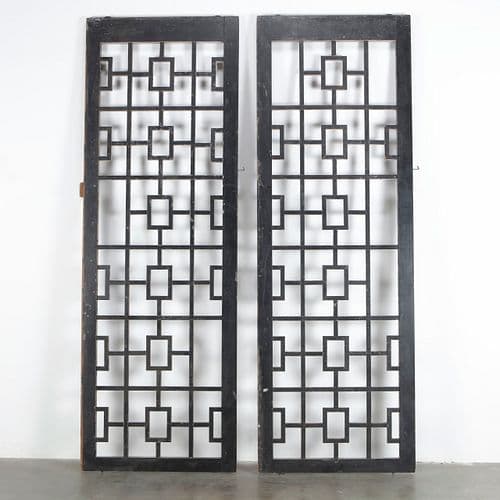 Pair of Monumental Geometric Wood Room Dividers, 1950s
