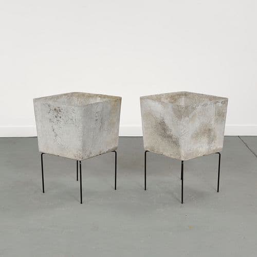 Willy Guhl, Pair of Square Planters on Stands, 1960s