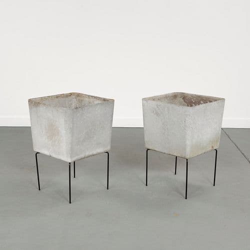 Willy Guhl, Pair of Square Planters on Stands, 1960s