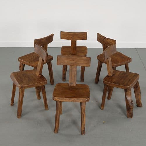 Set of Six Brutalist T-Chairs by Olavi Hänninen, sold at Circa