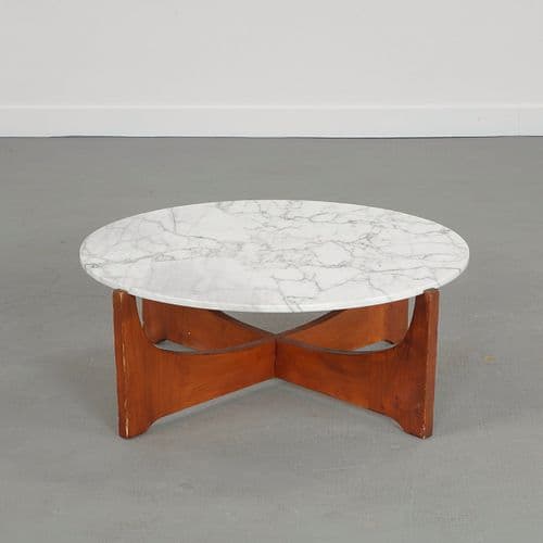 Hugues Poignant, Rosewood and Marble Coffee Table, 1960s
