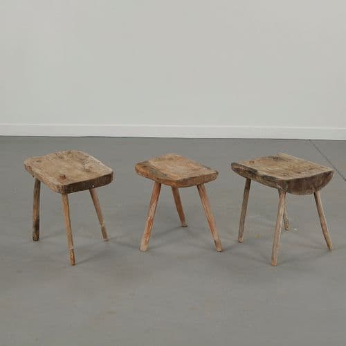 Set of Three Primitive Farmhouse Stools, 1960s